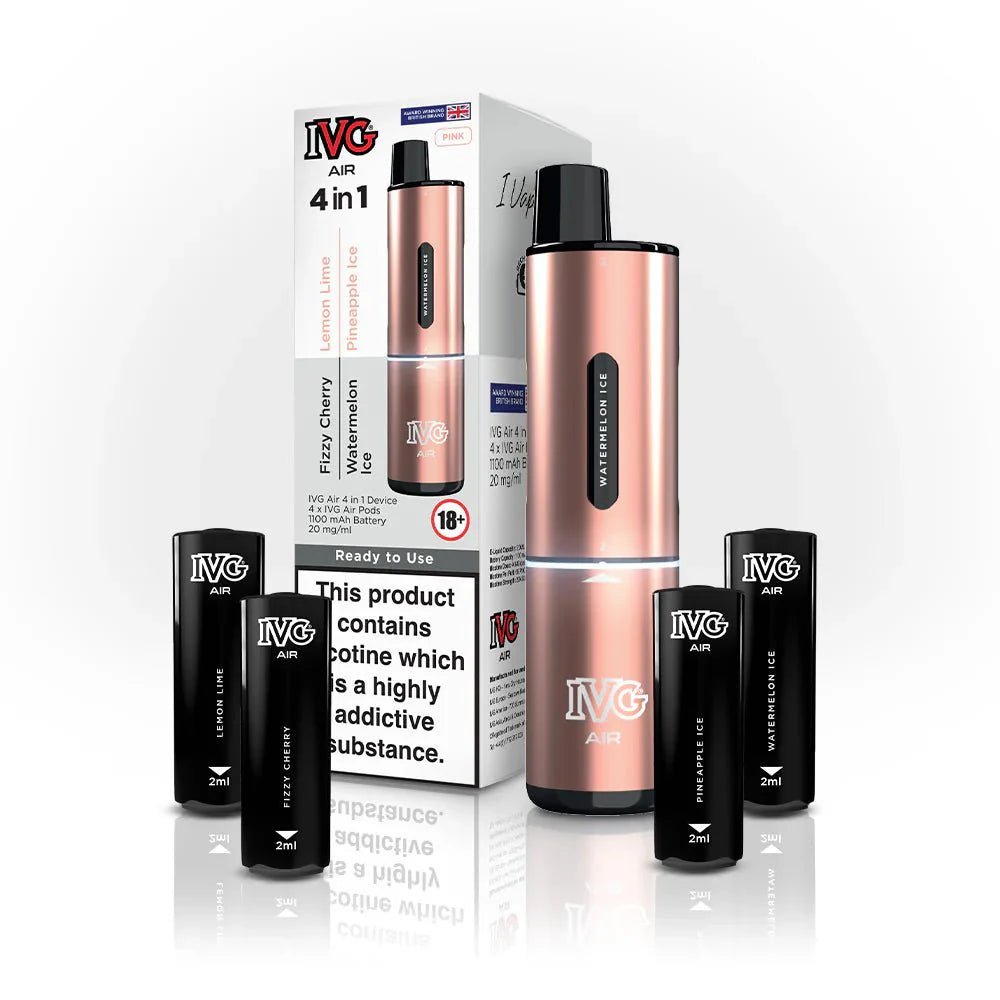4 in 1 IVG Air 2400 Puffs Prefilled Pod Kit ( Box of 5 ) Pink Edition (4 Pods x Multi Flavours)