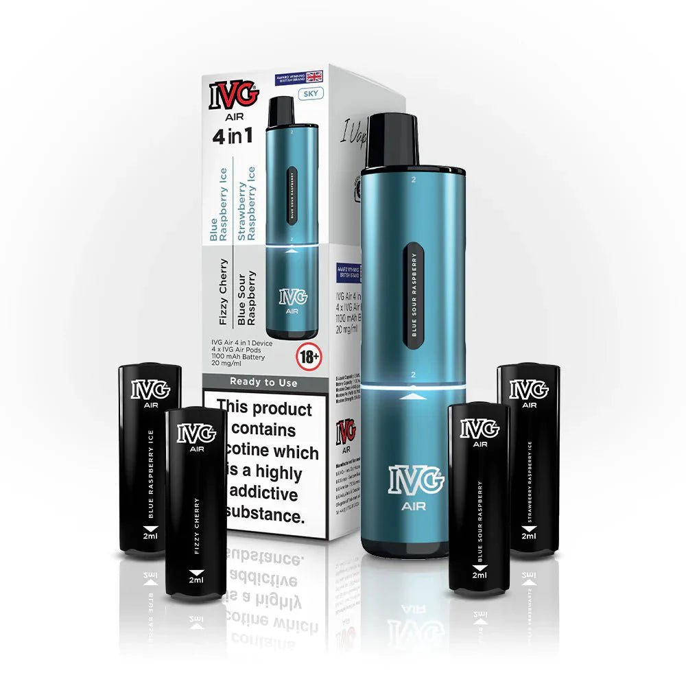 4 in 1 IVG Air 2400 Puffs Prefilled Pod Kit ( Box of 5 ) Sky Edition (4 Pods x Multi Flavours)