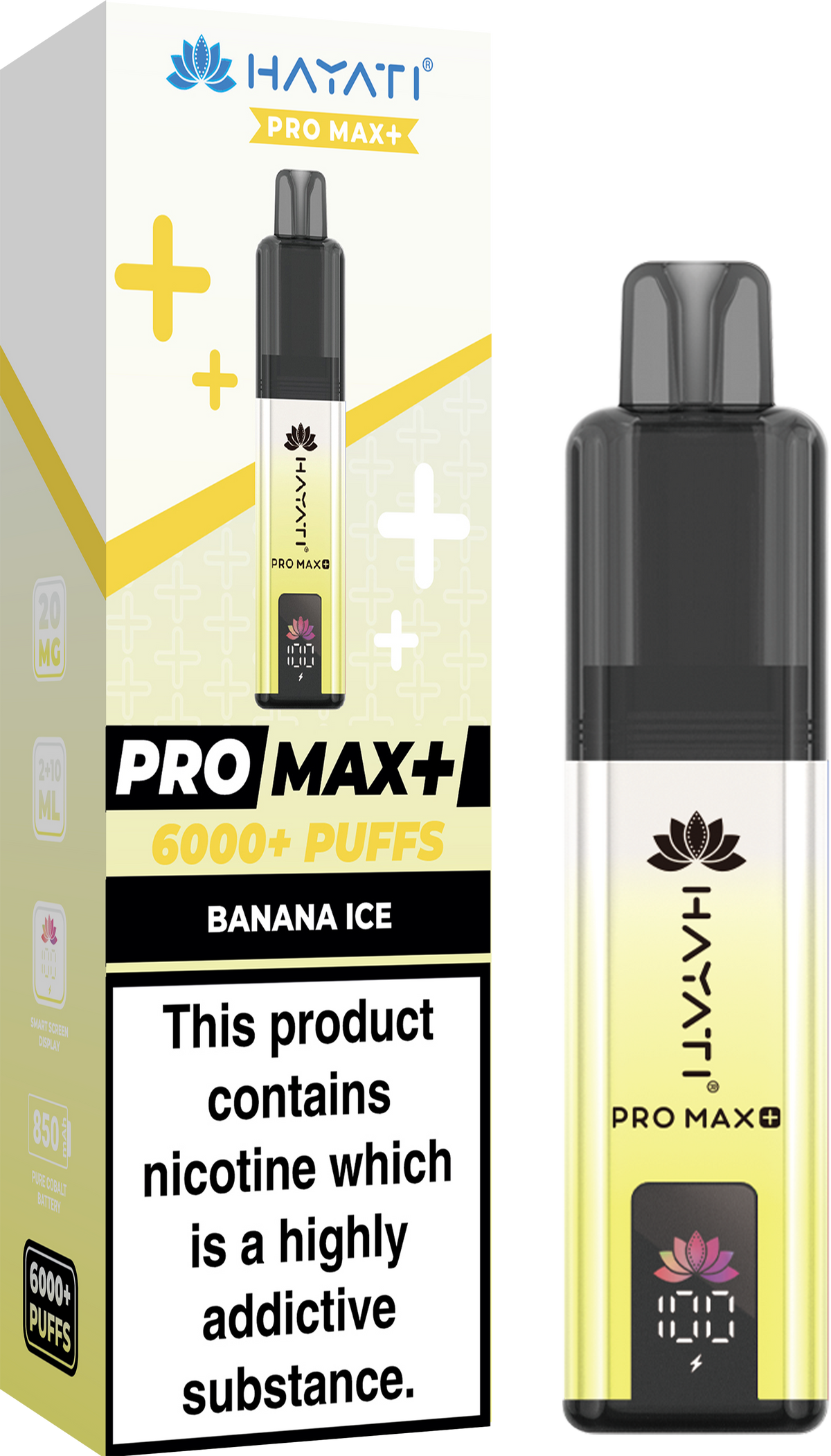 Hayati Pro Max+ 6000 Puffs Prefilled Pod Vape Kit Box of 5 Banana Ice