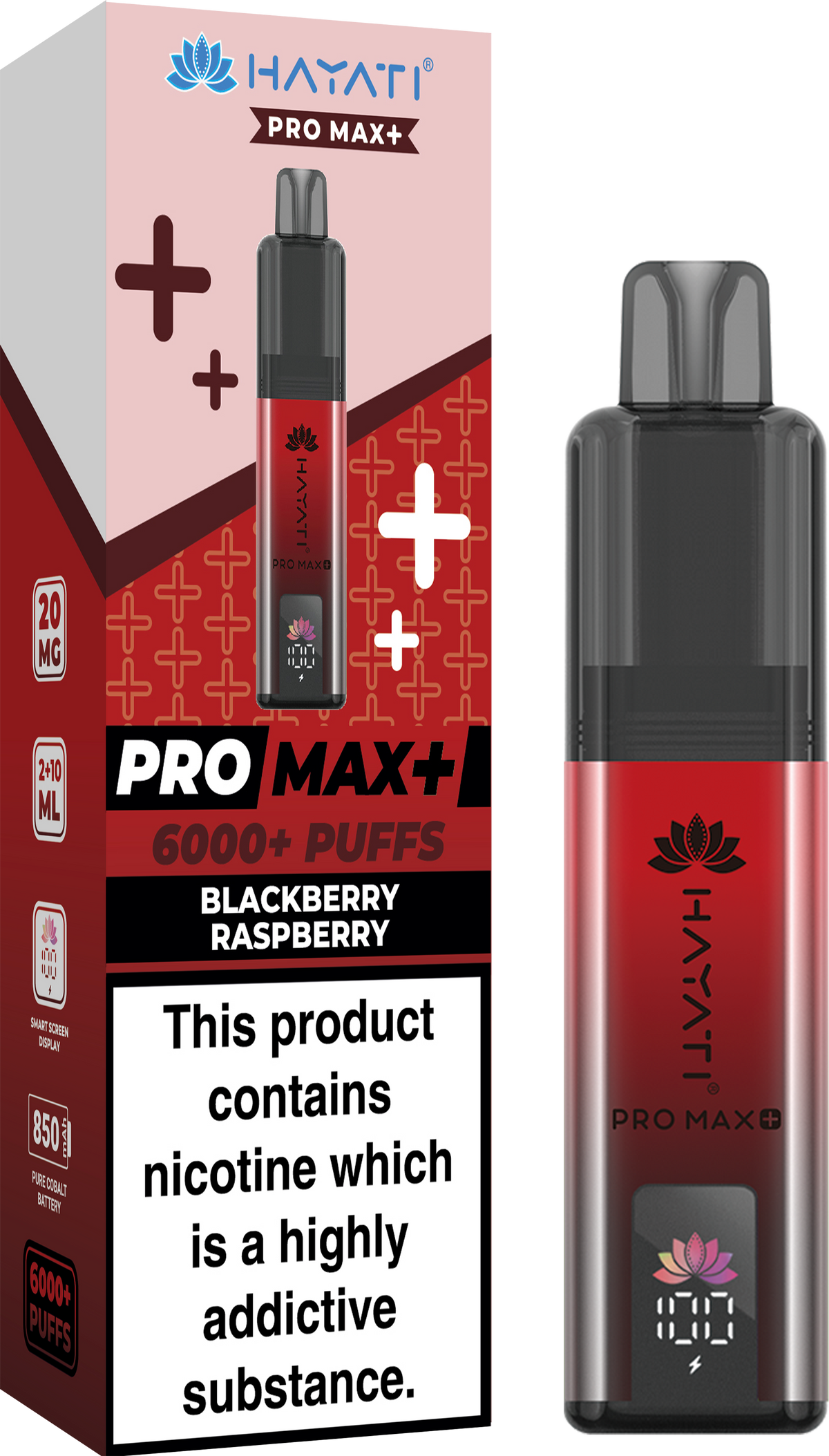 Hayati Pro Max+ 6000 Puffs Prefilled Pod Vape Kit Box of 5 Blackberry Raspberry