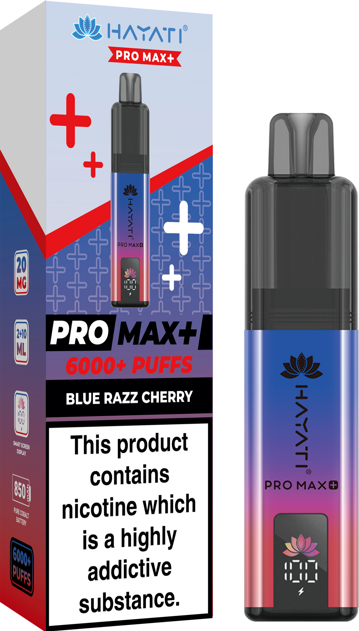 Hayati Pro Max+ 6000 Puffs Prefilled Pod Vape Kit Box of 5 Blue Razz Cherry