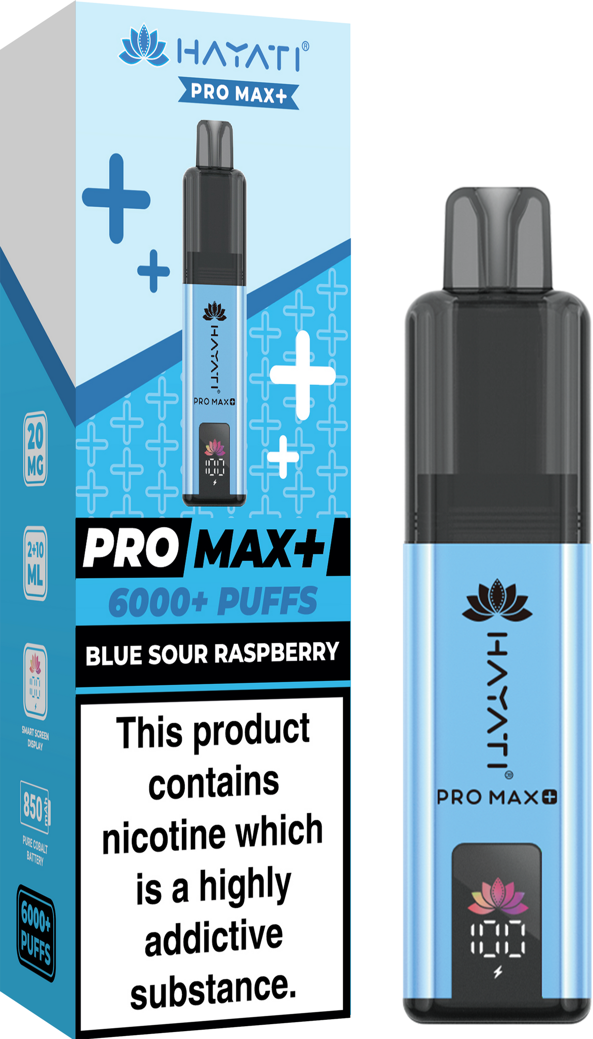 Hayati Pro Max+ 6000 Puffs Prefilled Pod Vape Kit Box of 5 Blue Sour Raspberry