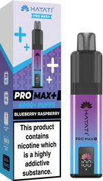 Hayati Pro Max+ 6000 Puffs Prefilled Pod Vape Kit Box of 5 Blueberry Raspberry
