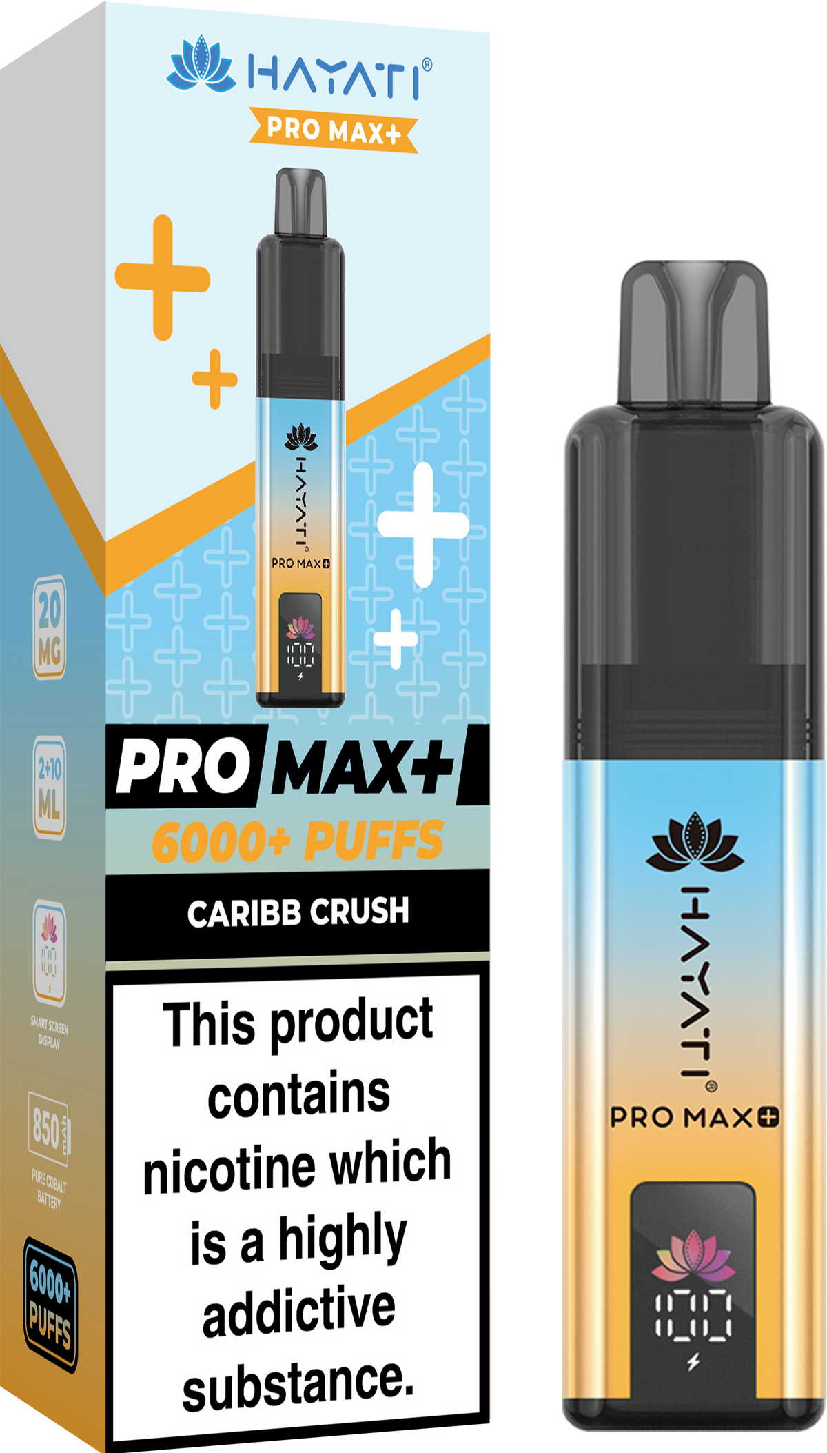 Hayati Pro Max+ 6000 Puffs Prefilled Pod Vape Kit Box of 5 Caribb Crush