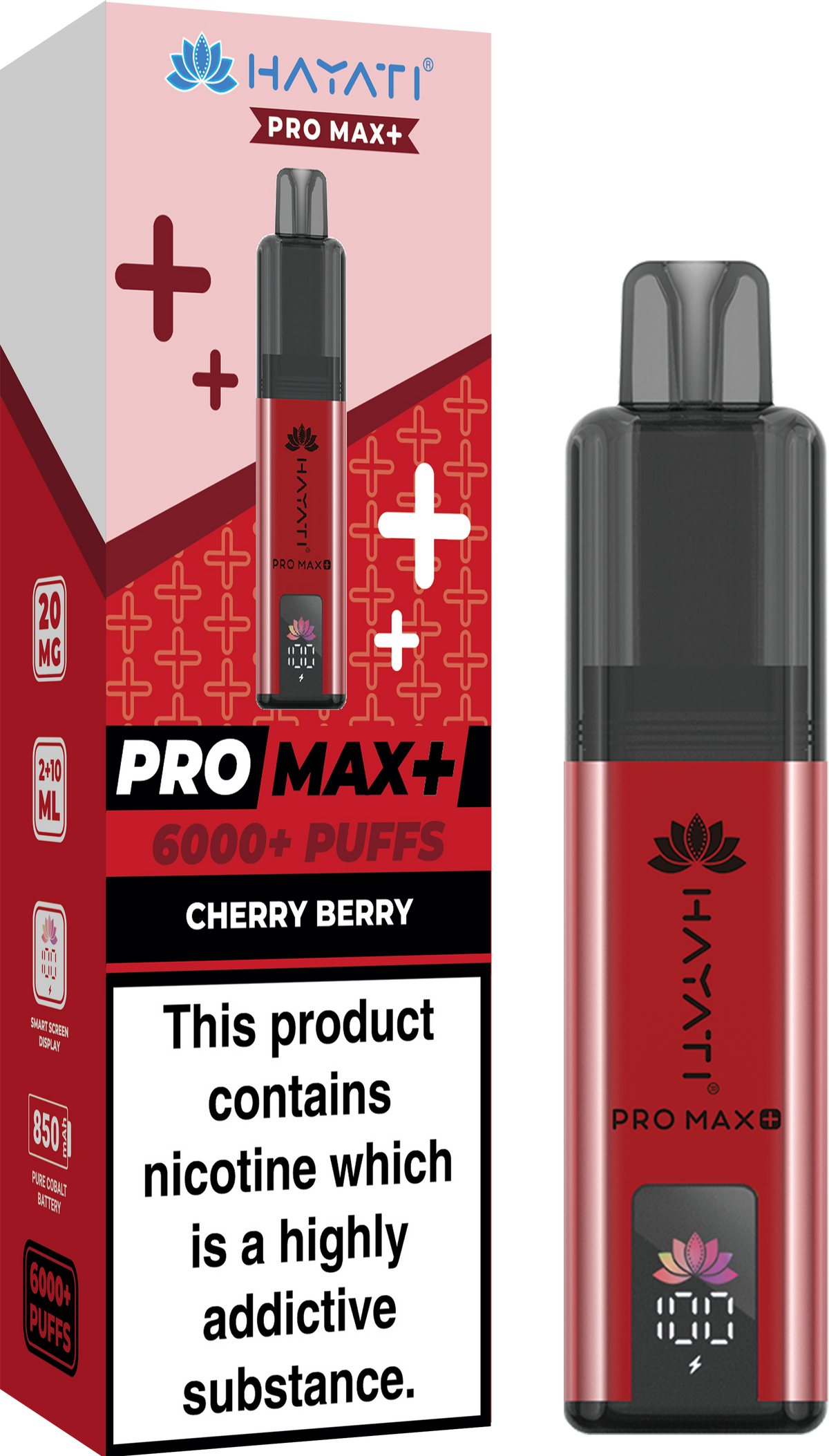 Hayati Pro Max+ 6000 Puffs Prefilled Pod Vape Kit Box of 5 Cherry Berry