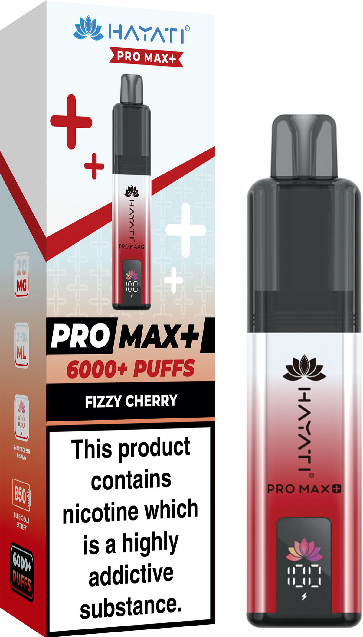 Hayati Pro Max+ 6000 Puffs Prefilled Pod Vape Kit Box of 5 Fizzy Cherry