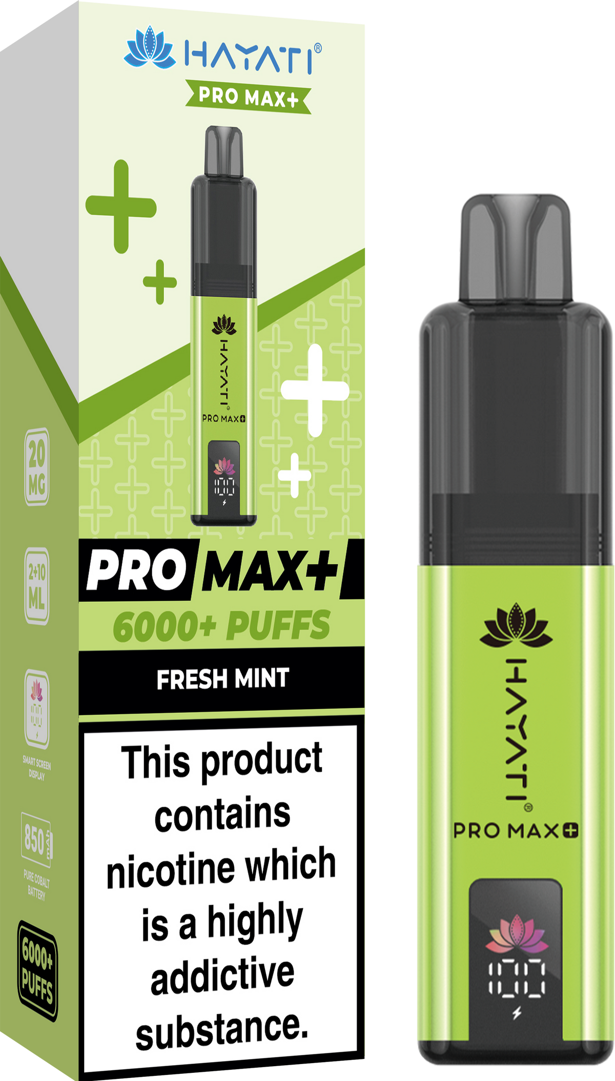 Hayati Pro Max+ 6000 Puffs Prefilled Pod Vape Kit Box of 5 Fresh Mint