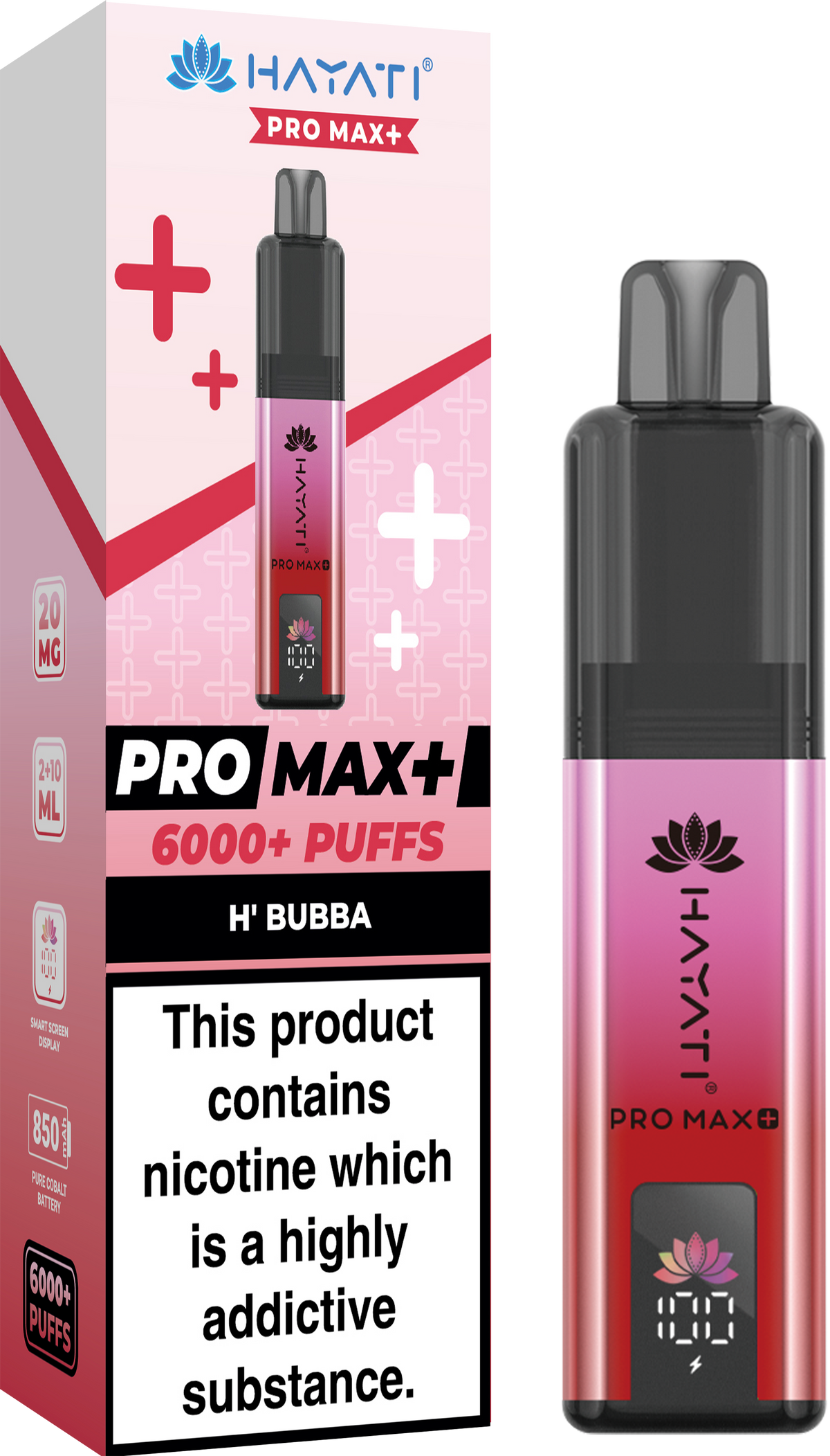Hayati Pro Max+ 6000 Puffs Prefilled Pod Vape Kit Box of 5 H' Bubba