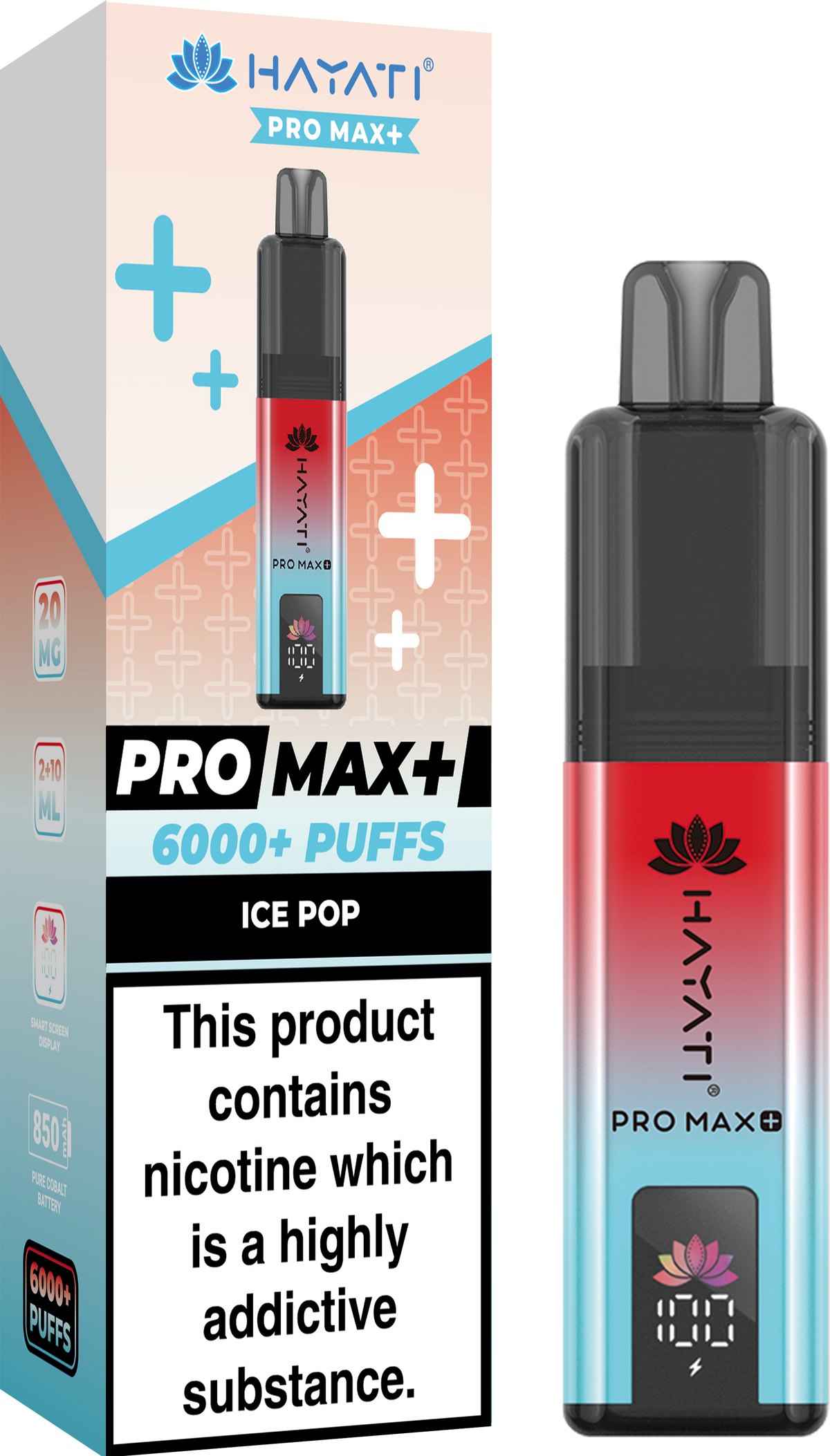 Hayati Pro Max+ 6000 Puffs Prefilled Pod Vape Kit Box of 5 Ice Pop