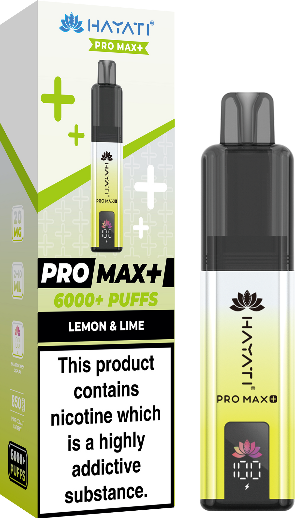 Hayati Pro Max+ 6000 Puffs Prefilled Pod Vape Kit Box of 5 Lemon & Lime