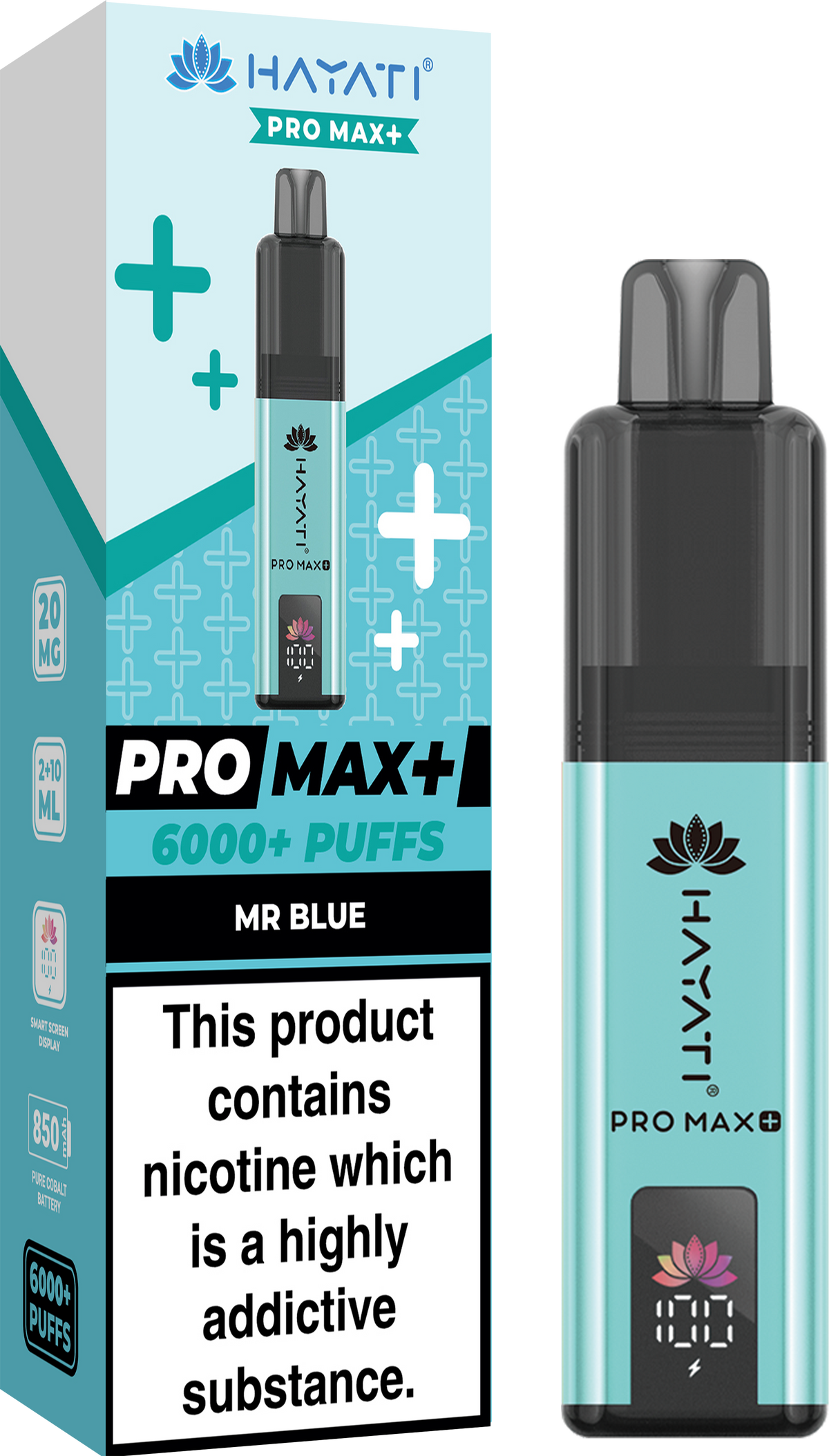Hayati Pro Max+ 6000 Puffs Prefilled Pod Vape Kit Box of 5 Mr Blue