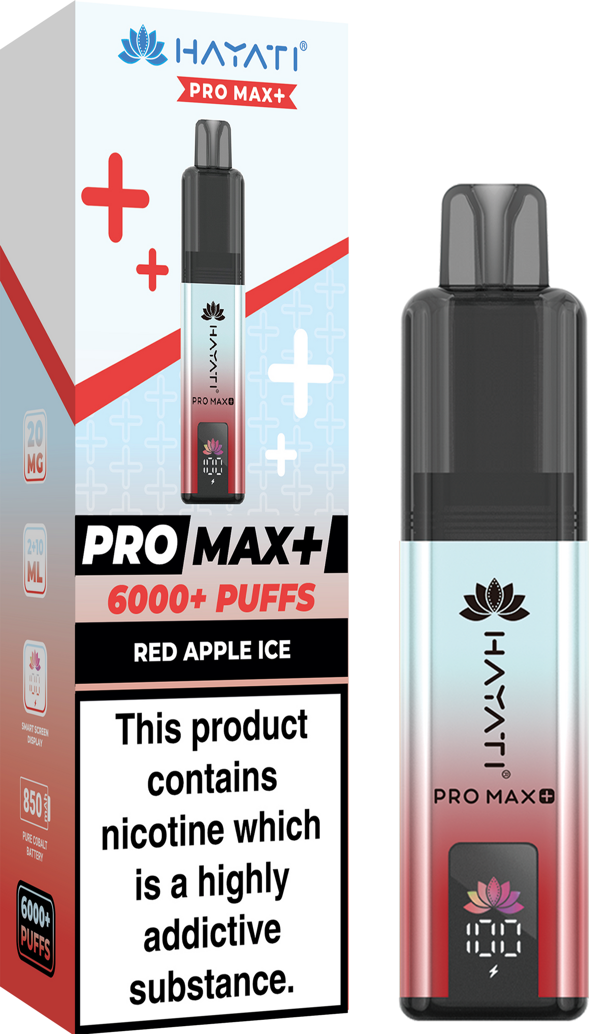 Hayati Pro Max+ 6000 Puffs Prefilled Pod Vape Kit Box of 5 Red Apple Ice