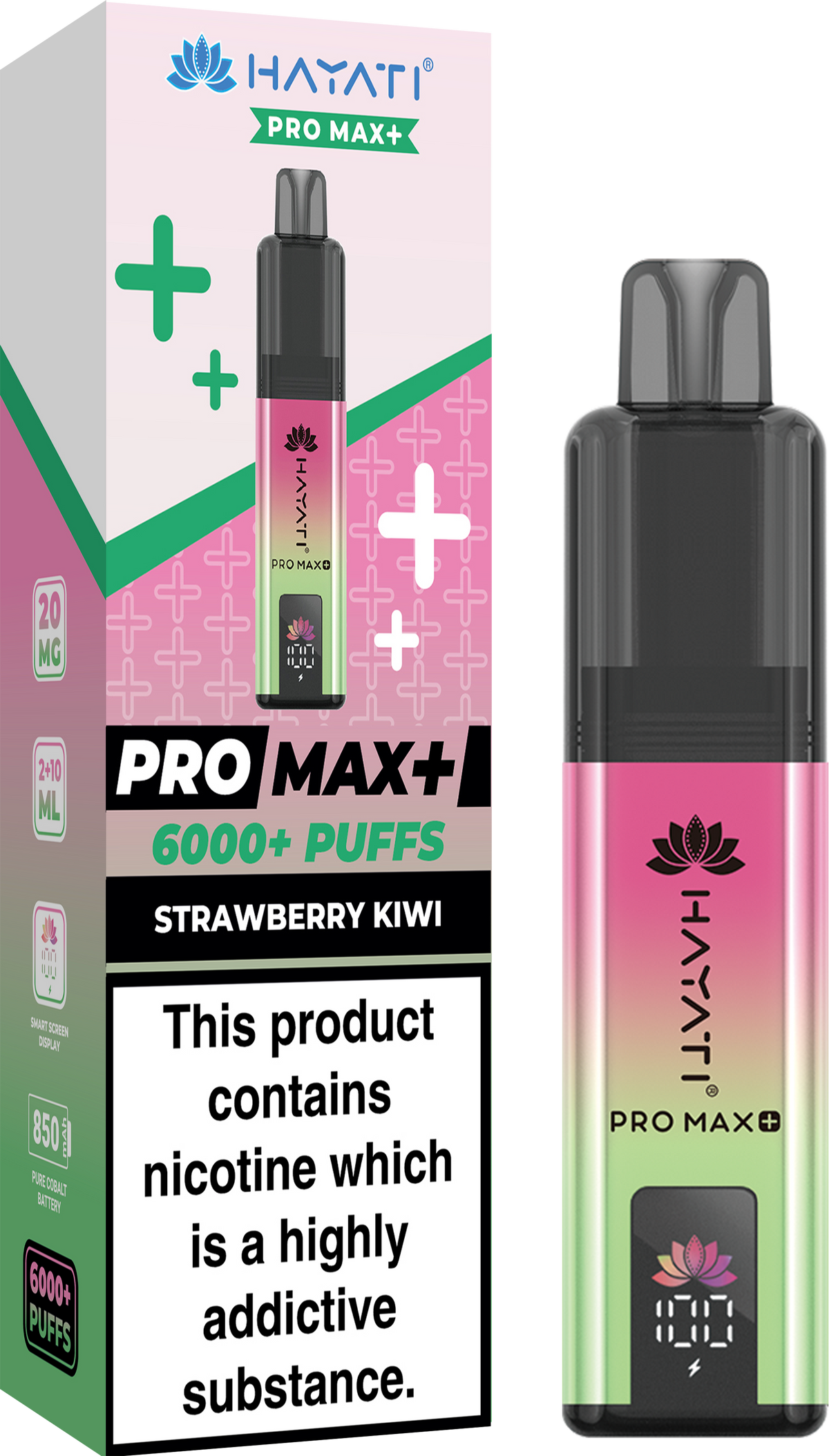 Hayati Pro Max+ 6000 Puffs Prefilled Pod Vape Kit Box of 5 Strawberry Kiwi