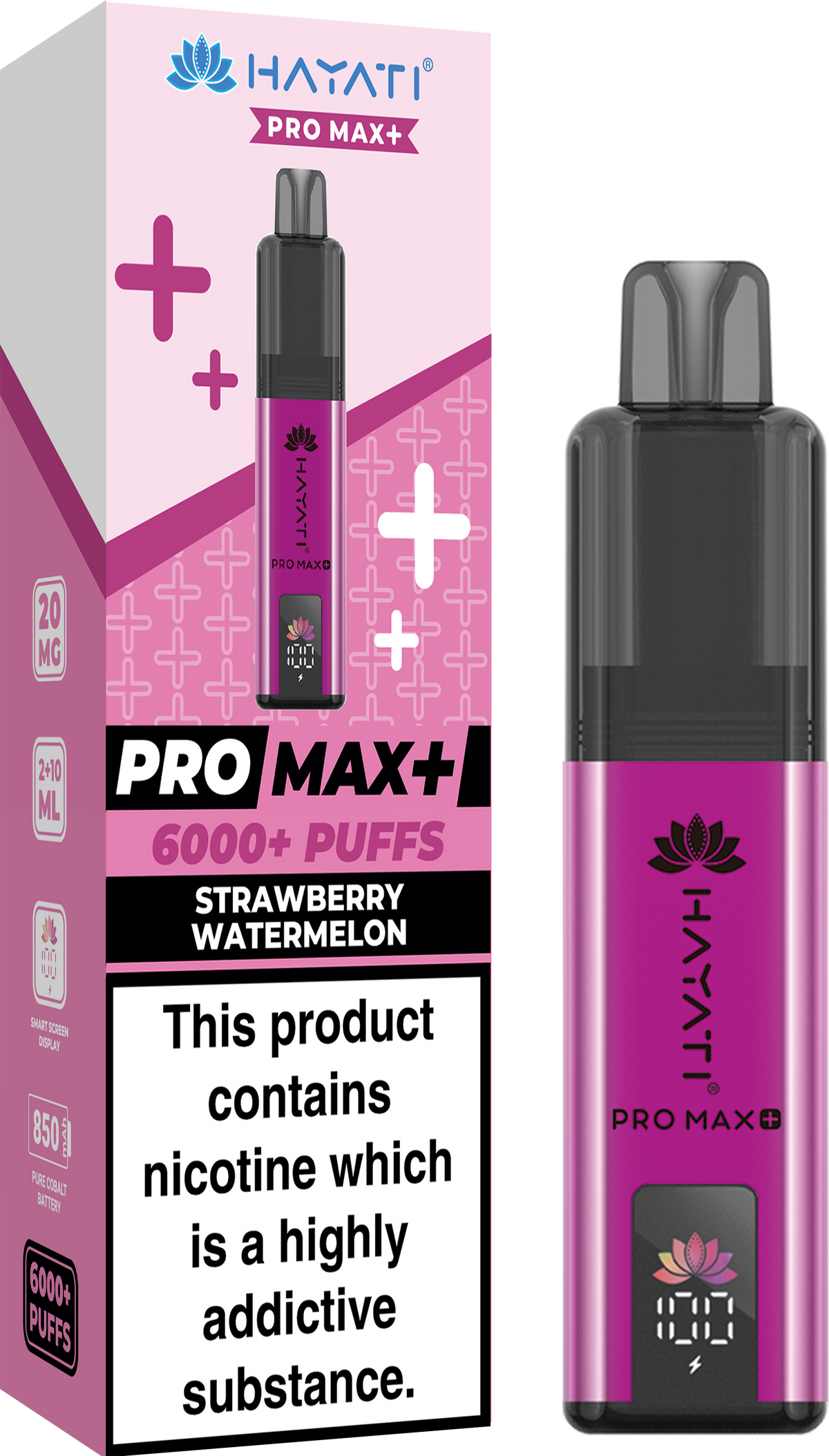 Hayati Pro Max+ 6000 Puffs Prefilled Pod Vape Kit Box of 5 Strawberry Watermelon