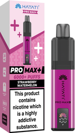 Hayati Pro Max+ 6000 Puffs Prefilled Pod Vape Kit Box of 5 Strawberry Watermelon