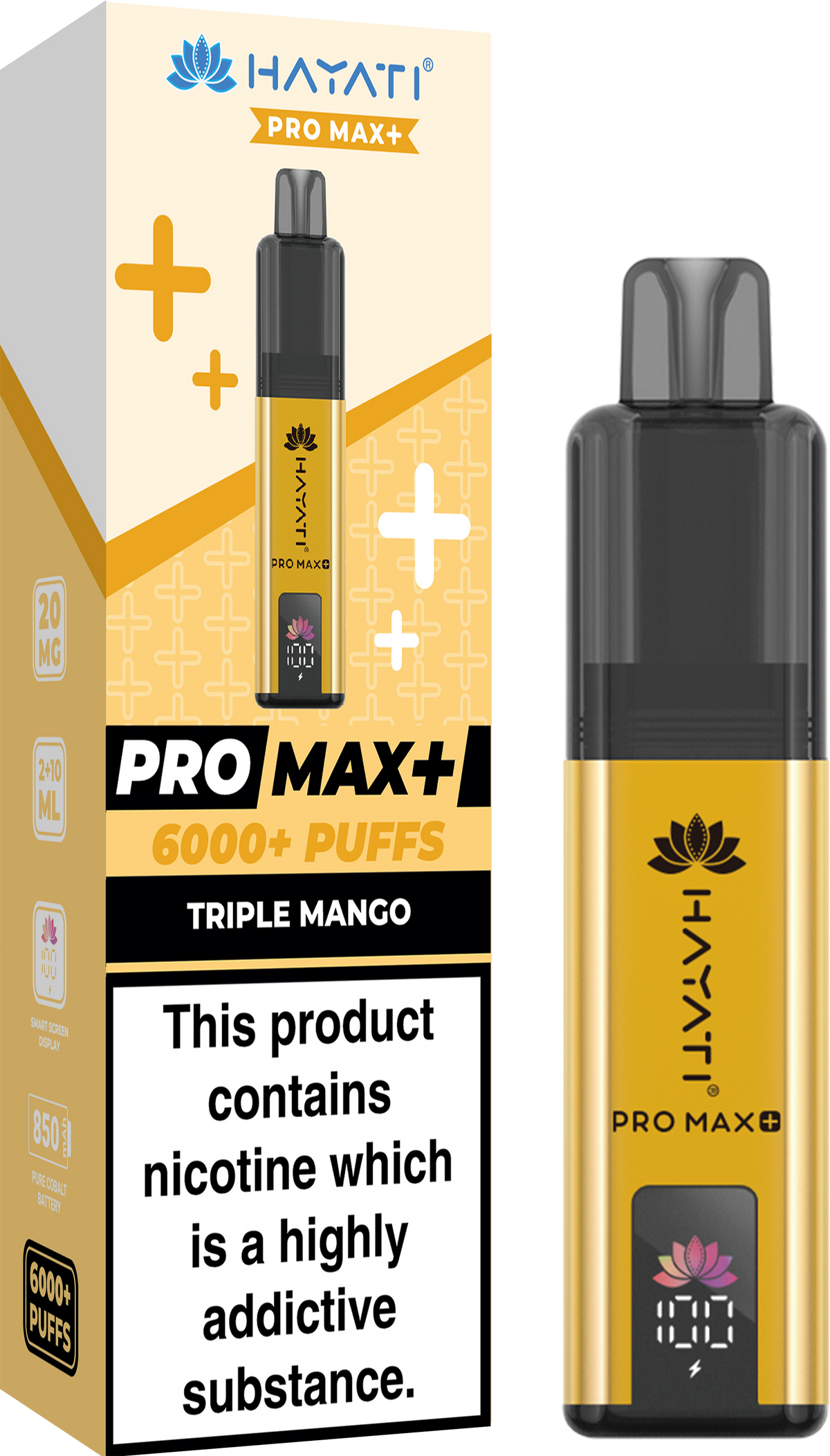 Hayati Pro Max+ 6000 Puffs Prefilled Pod Vape Kit Box of 5 Triple Mango