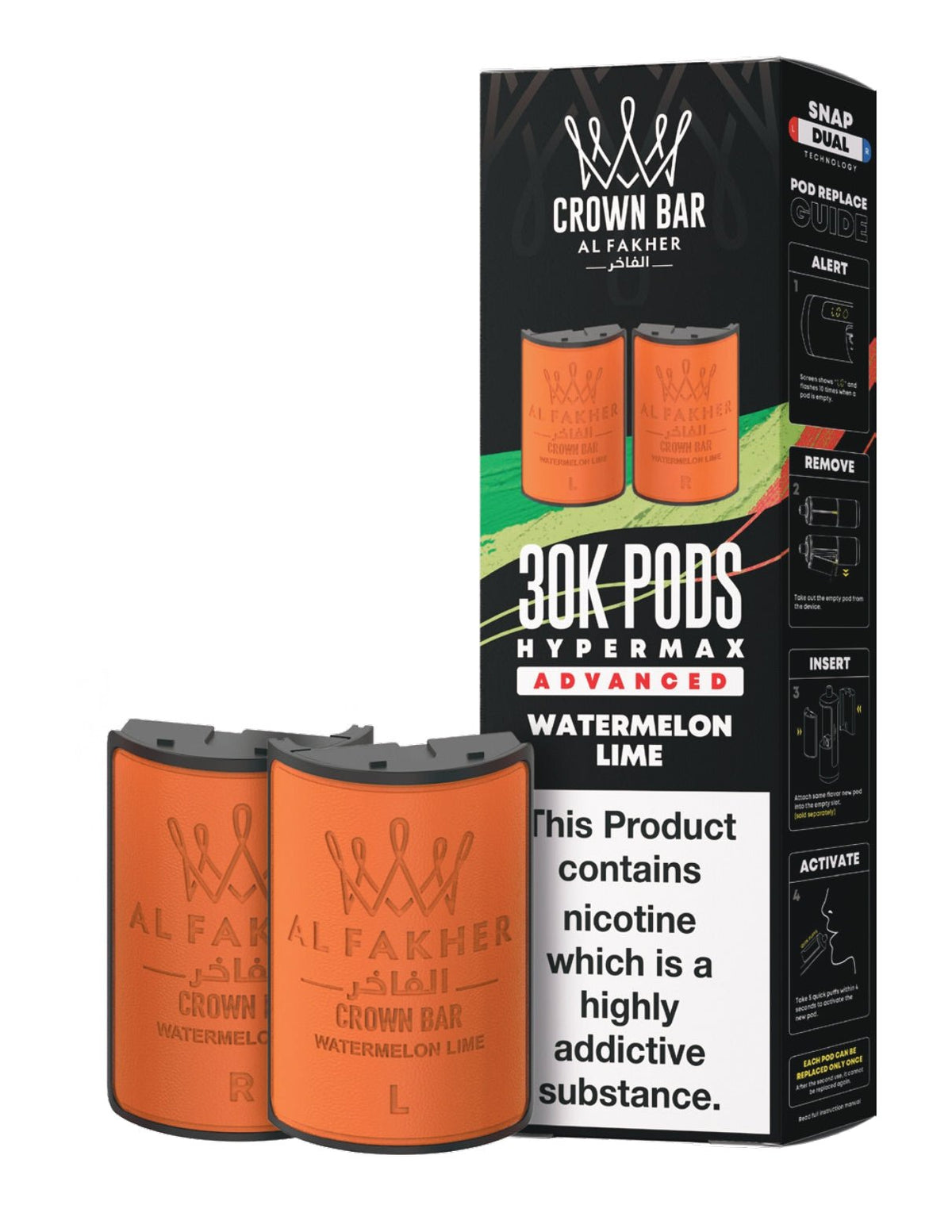 Al Fakher 30k Hypermax Prefilled Pods Box of 5 Watermelon Lime