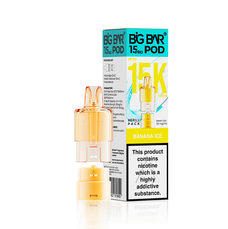 Big Bar 15000 Pro Prefilled Refill Pods Pack of 5 Banana Ice