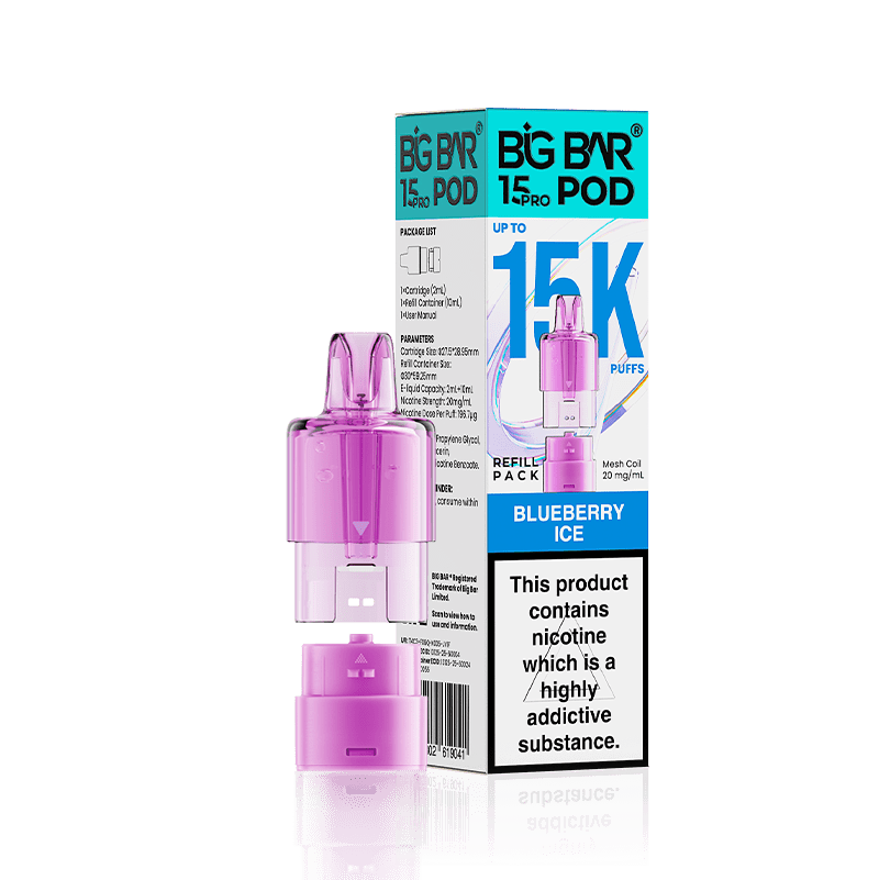 Big Bar 15000 Pro Prefilled Refill Pods Pack of 5 Blueberry Ice