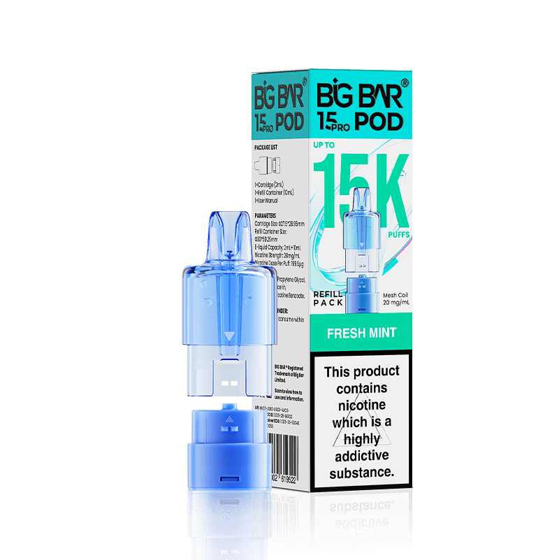 Big Bar 15000 Pro Prefilled Refill Pods Pack of 5 Fresh Mint