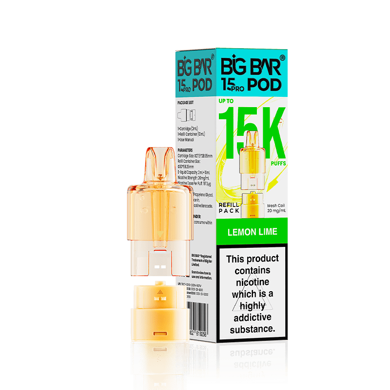 Big Bar 15000 Pro Prefilled Refill Pods Pack of 5 Lemon Lime