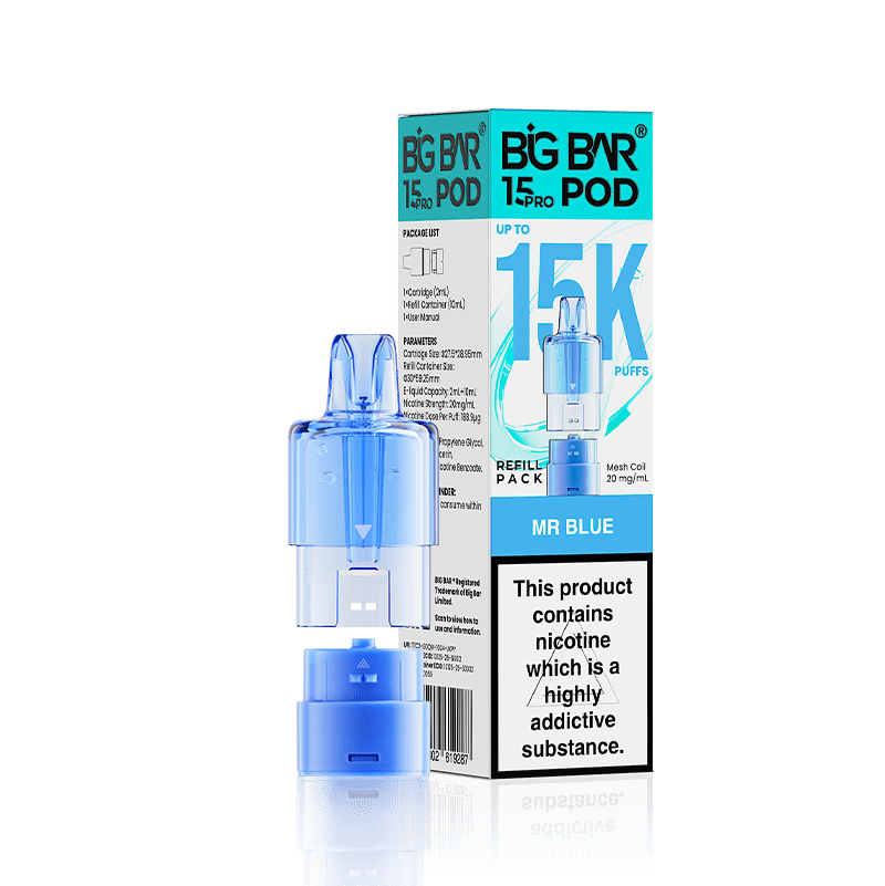 Big Bar 15000 Pro Prefilled Refill Pods Pack of 5 Mr Blue