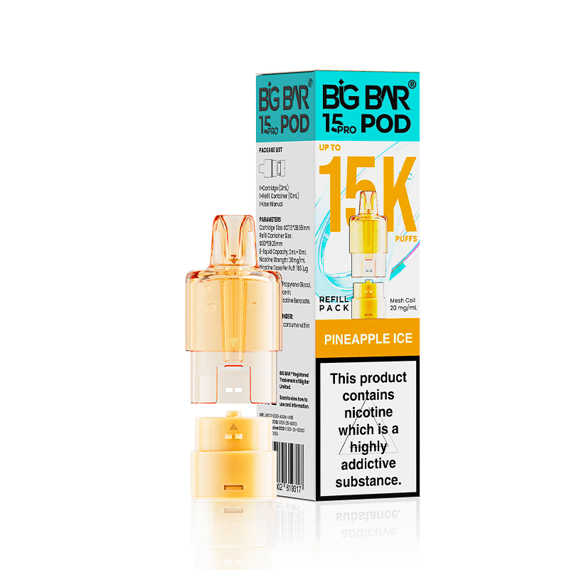 Big Bar 15000 Pro Prefilled Refill Pods Pack of 5 Pineapple Ice