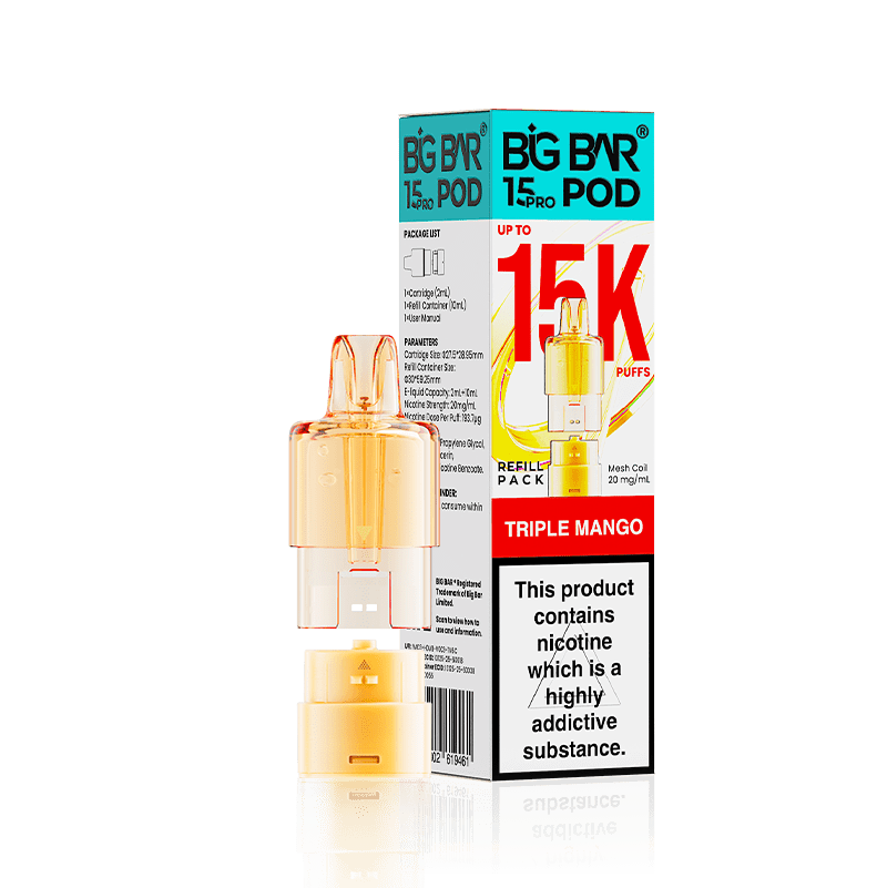 Big Bar 15000 Pro Prefilled Refill Pods Pack of 5 Triple Mango