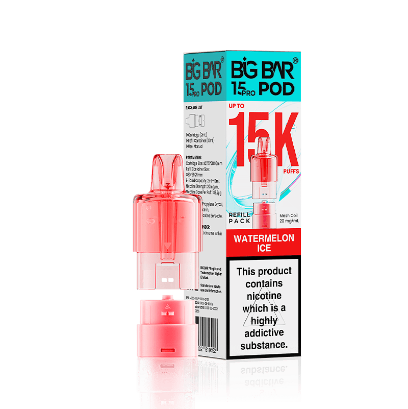 Big Bar 15000 Pro Prefilled Refill Pods Pack of 5 Watermelon Ice