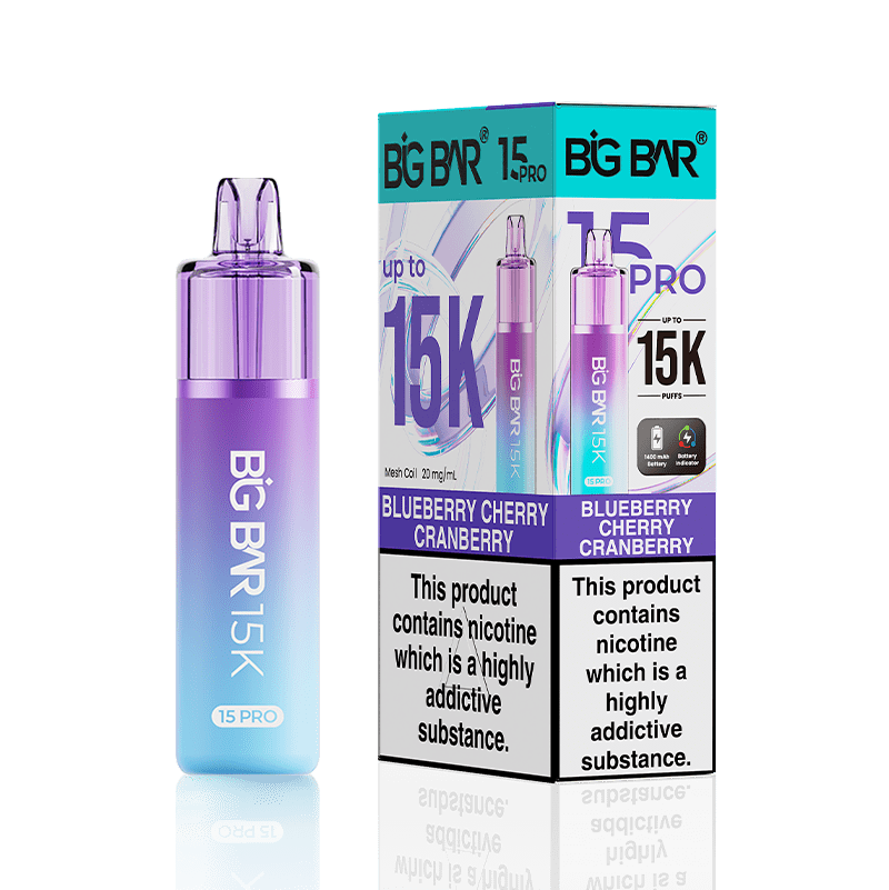 Big Bar 15000 Pro Vape Kit Box of 5 Blueberry Cherry Cranberry