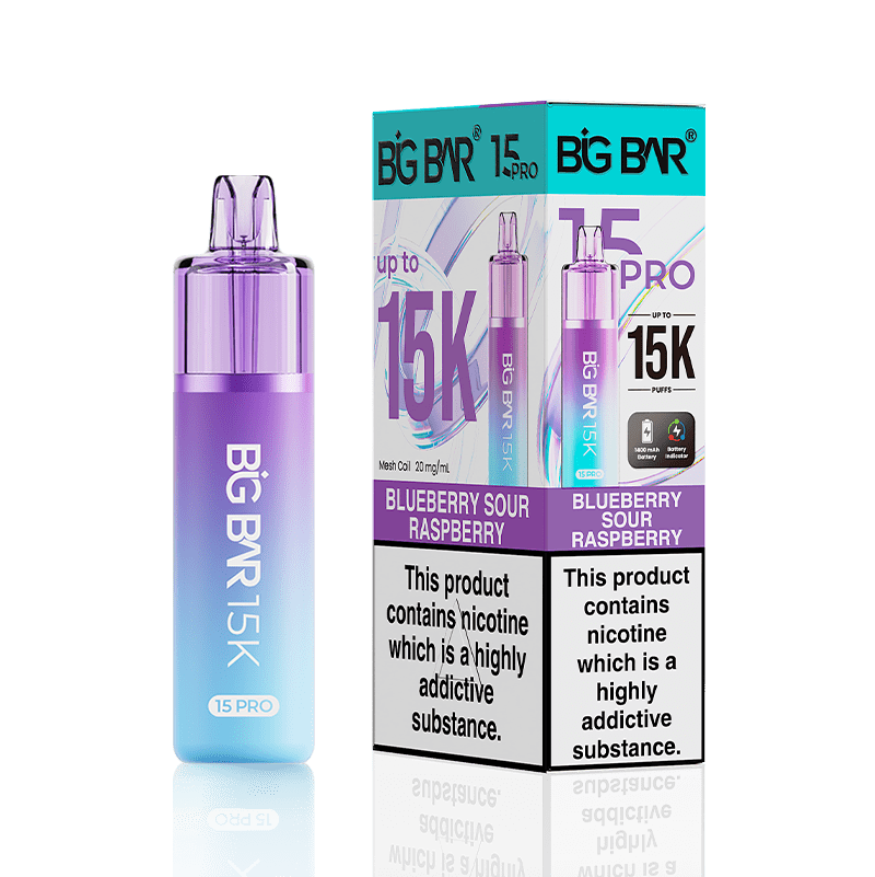 Big Bar 15000 Pro Vape Kit Box of 5 Blueberry Sour Raspberry