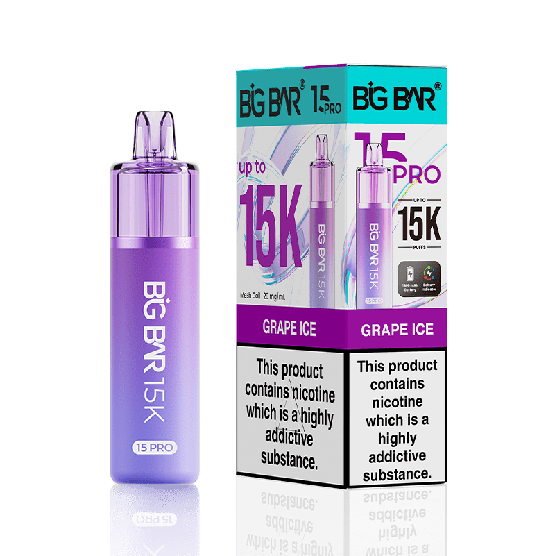 Big Bar 15000 Pro Vape Kit Box of 5 Grape Ice