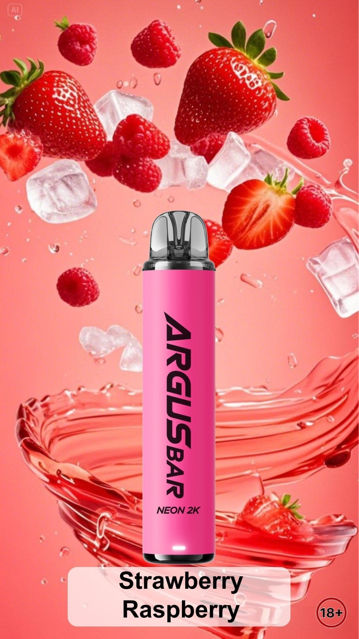 Argus Bar Neon 2000 Prefilled Pod Kit Pack of 10 Strawberry Raspberry