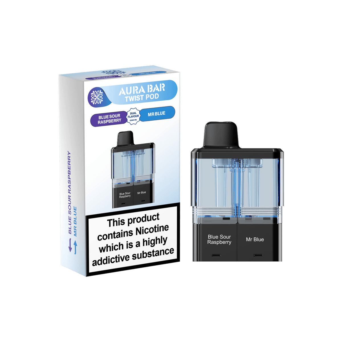 Aura Bar Twist 40k Replacement Pods Pack of 5 Blue Sour Raspberry / Mr Blue