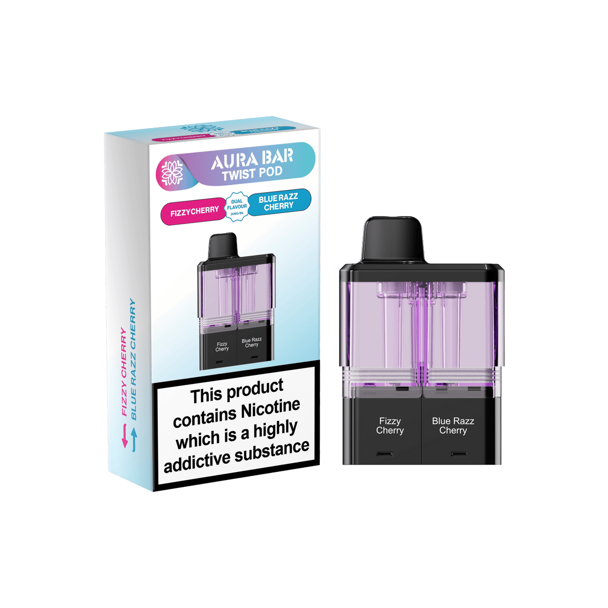 Aura Bar Twist 40k Replacement Pods Pack of 5 Fizzy Cherry / Blue Razz Cherry