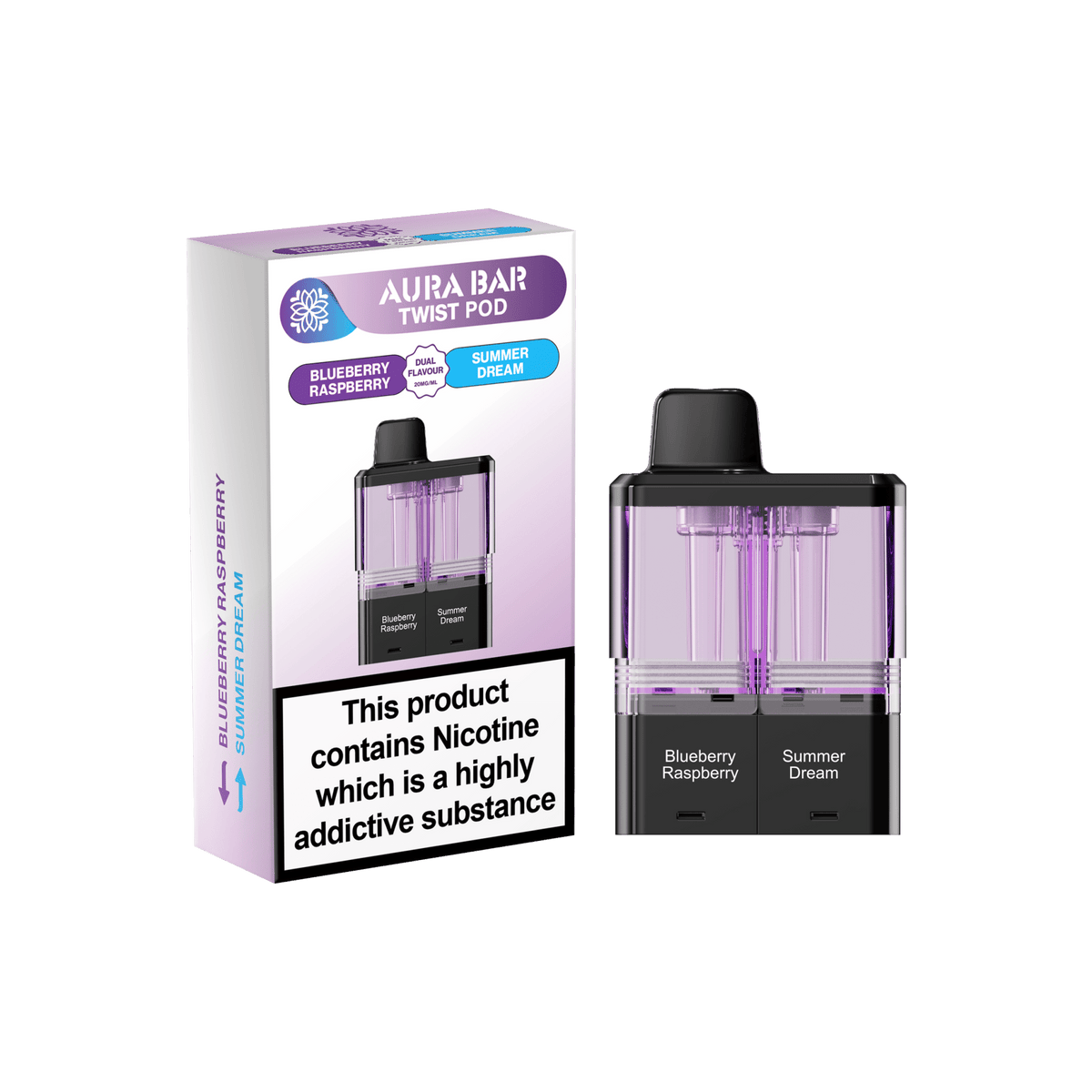 Aura Bar Twist 40k Replacement Pods Pack of 5 Blueberry Raspberry / Summer Dream