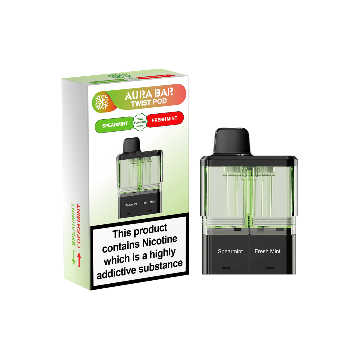 Aura Bar Twist 40k Replacement Pods Pack of 5 Spearmint / Fresh Mint