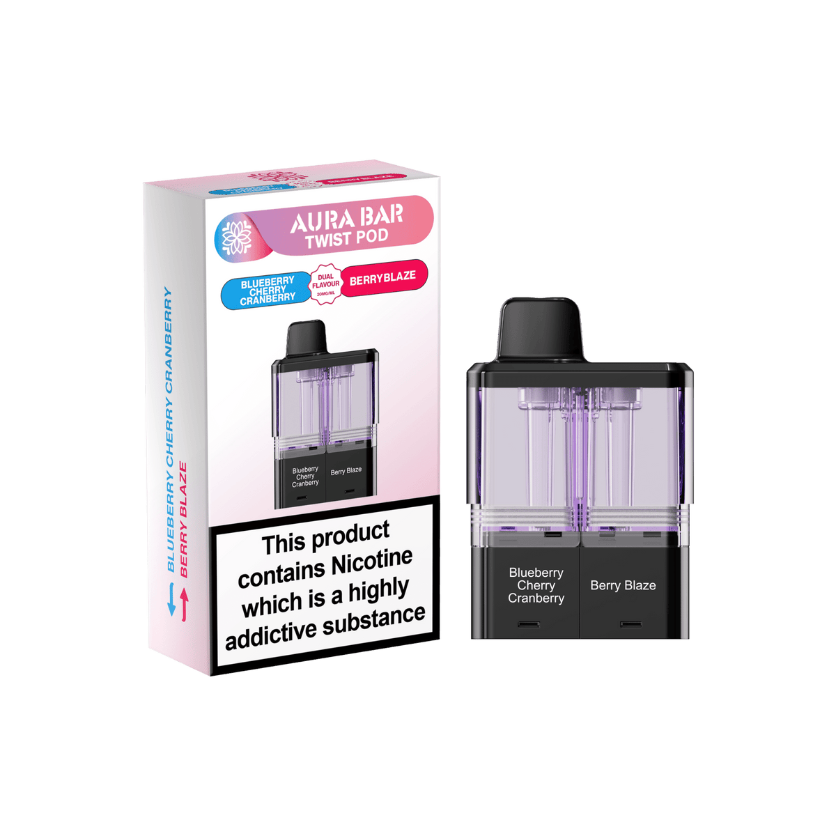 Aura Bar Twist 40k Replacement Pods Pack of 5 Blueberry Cherry Cranberry / Berry Blaze