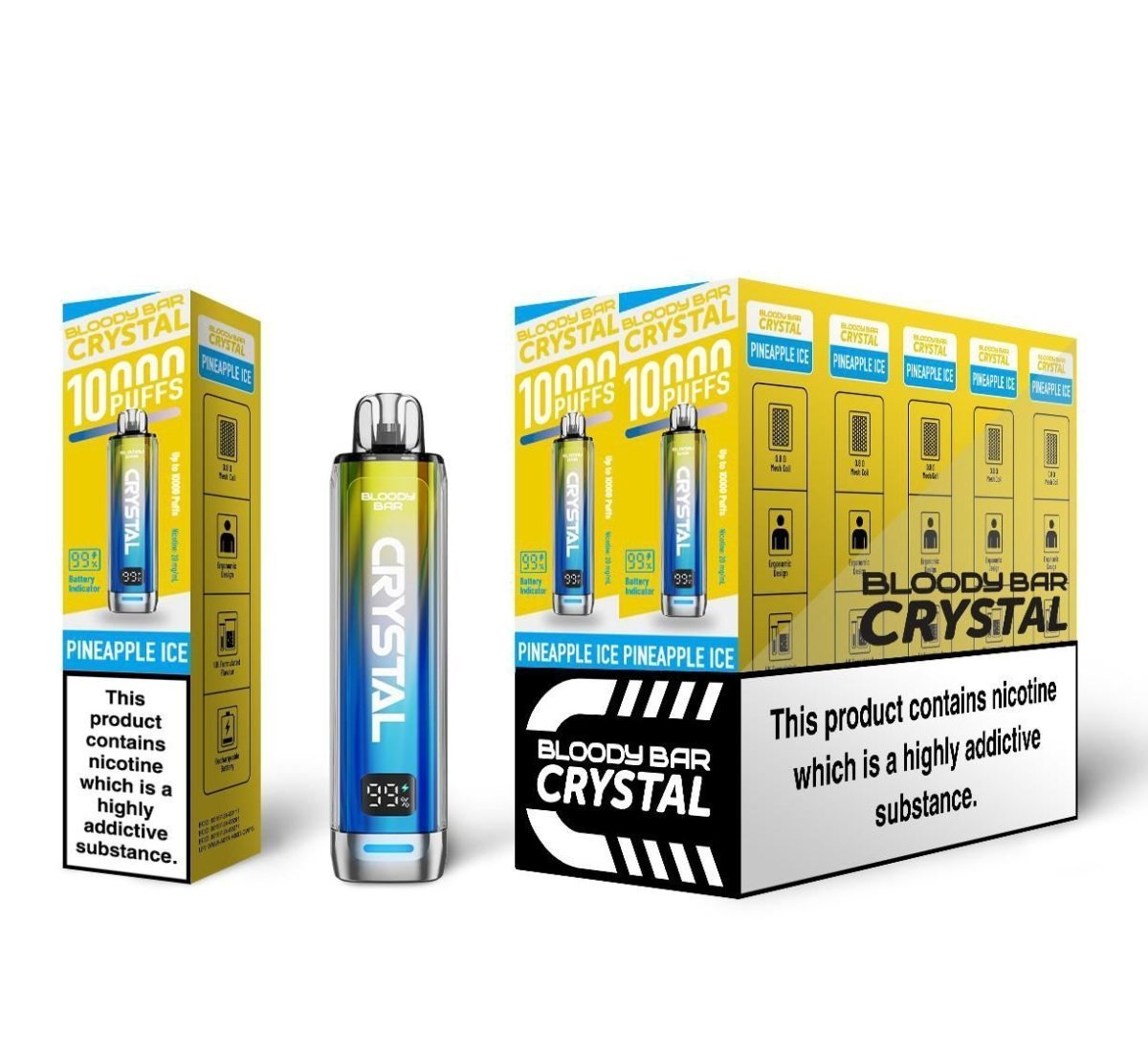 Bloody Bar Crystal 10k Prefilled Pod Vape Kit Pack of 10 Pineapple Ice