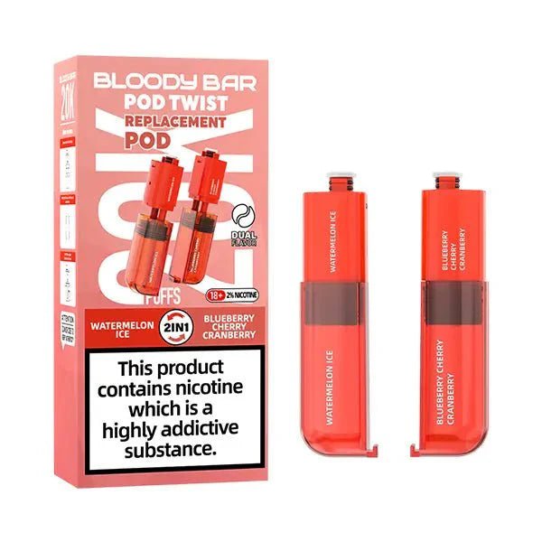 Bloody Bar Ultra Twist 20K Prefilled Pods Box of 5 Watermelon Ice/Blueberry Cherry Cranberry