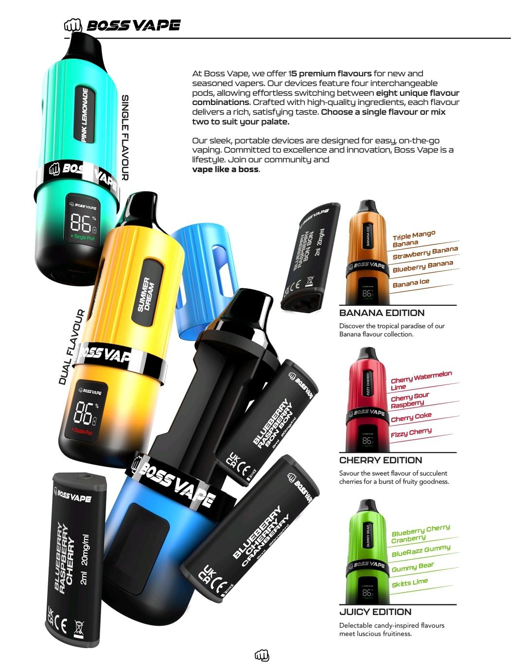 Boss Vape 3000 Prefilled Vape Box of 5 | 8 in 1 Edition Berry Edition