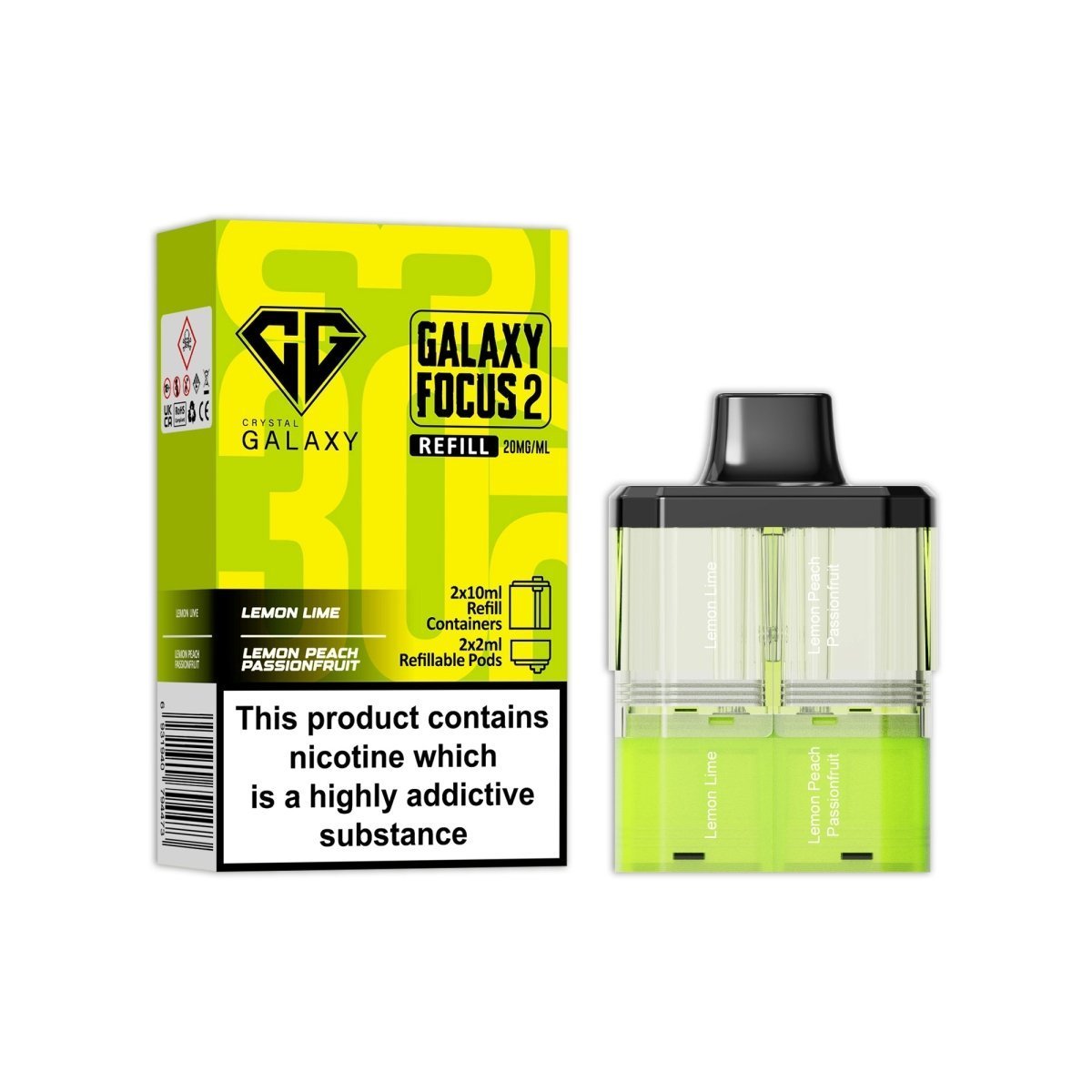 Crystal Galaxy 30k Focus 2 Replacement Pods Pack of 5 Lemon Lime / Lemon Passion Fruit