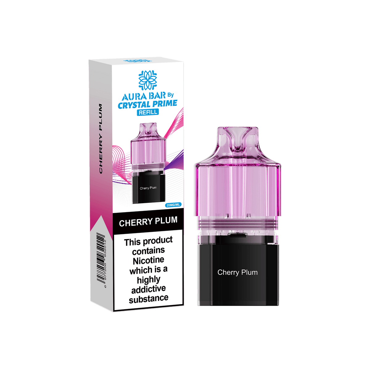 Crystal Prime Aura Bar 10000 Replacement Pods - Box of 5 Cherry Plum