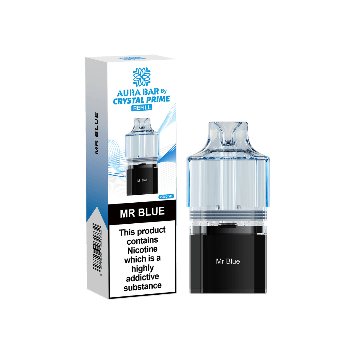 Crystal Prime Aura Bar 10000 Replacement Pods - Box of 5 Mr Blue