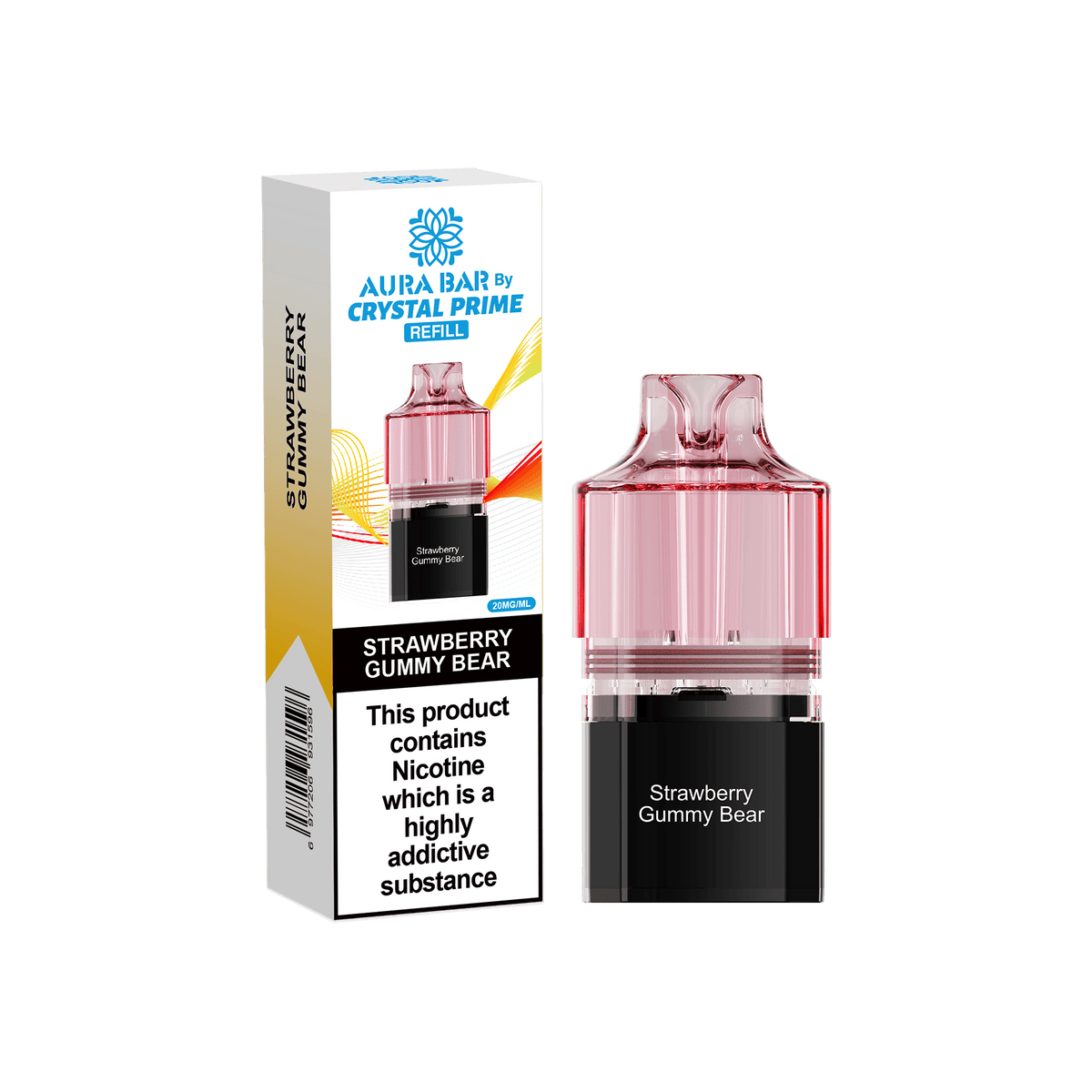 Crystal Prime Aura Bar 10000 Replacement Pods - Box of 5 Strawberry Gummy Bear