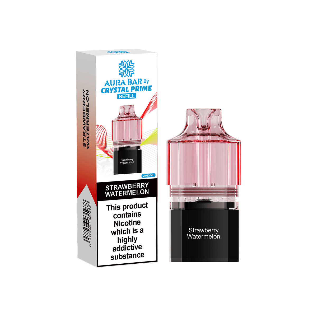 Crystal Prime Aura Bar 10000 Replacement Pods - Box of 5 Strawberry Watermelon