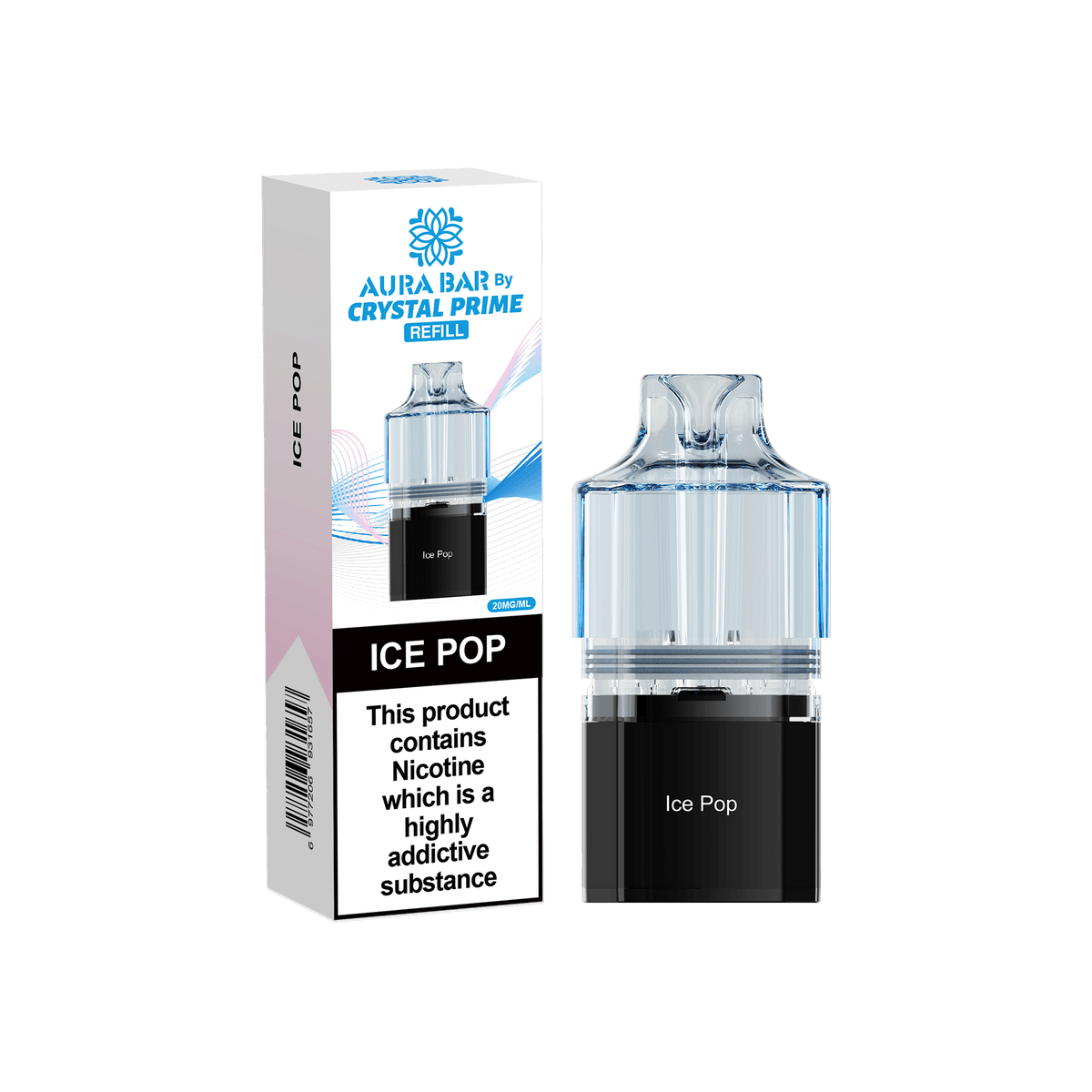 Crystal Prime Aura Bar 10000 Replacement Pods - Box of 5 Ice Pop