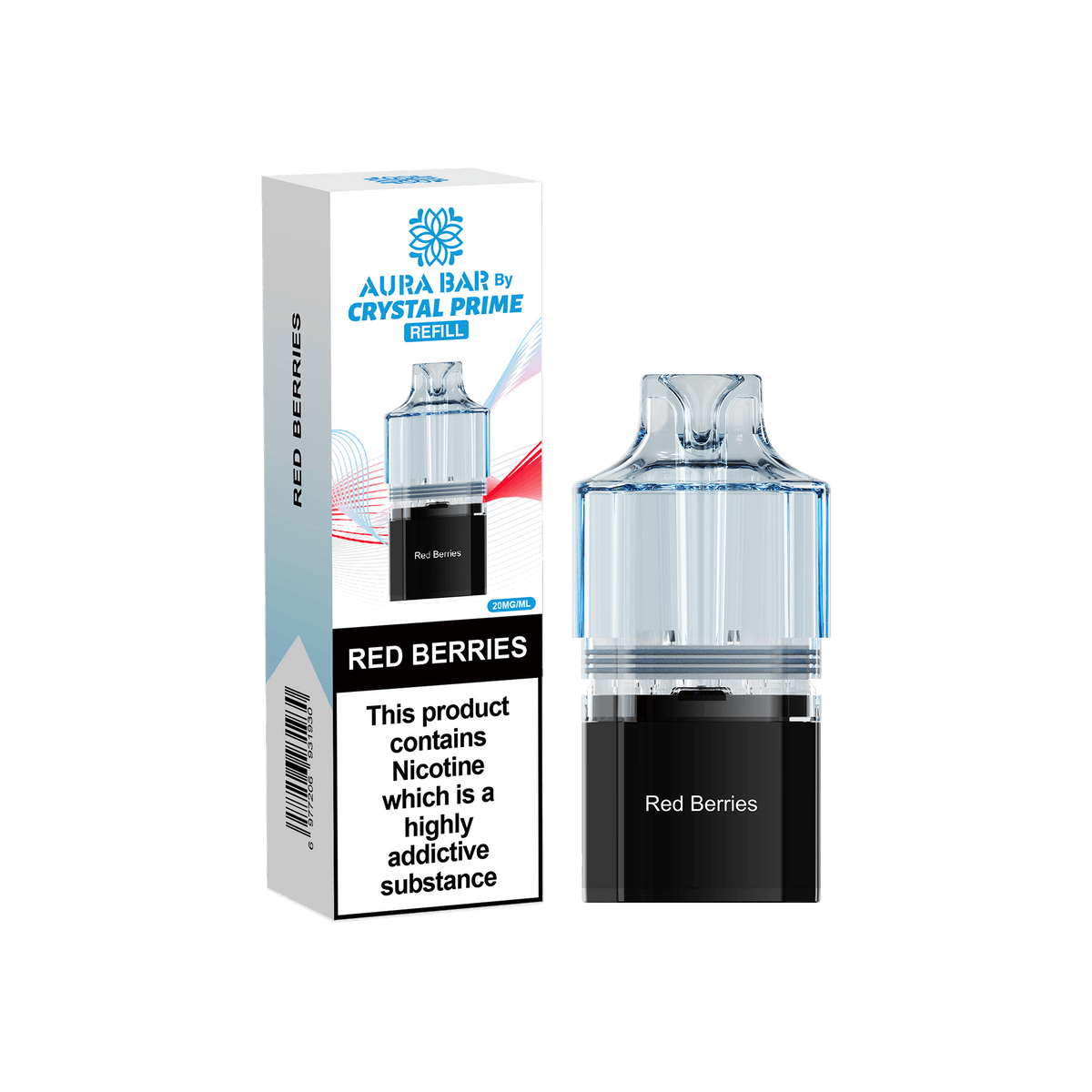 Crystal Prime Aura Bar 10000 Replacement Pods - Box of 5 Red Berries