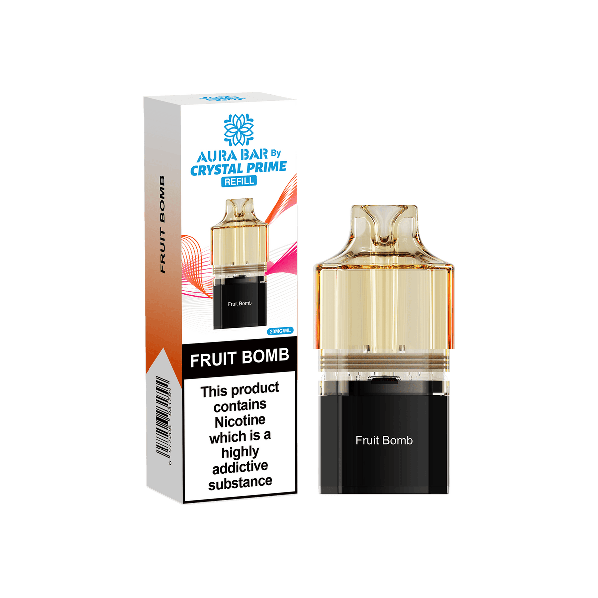 Crystal Prime Aura Bar 10000 Replacement Pods - Box of 5 Fruit Bomb