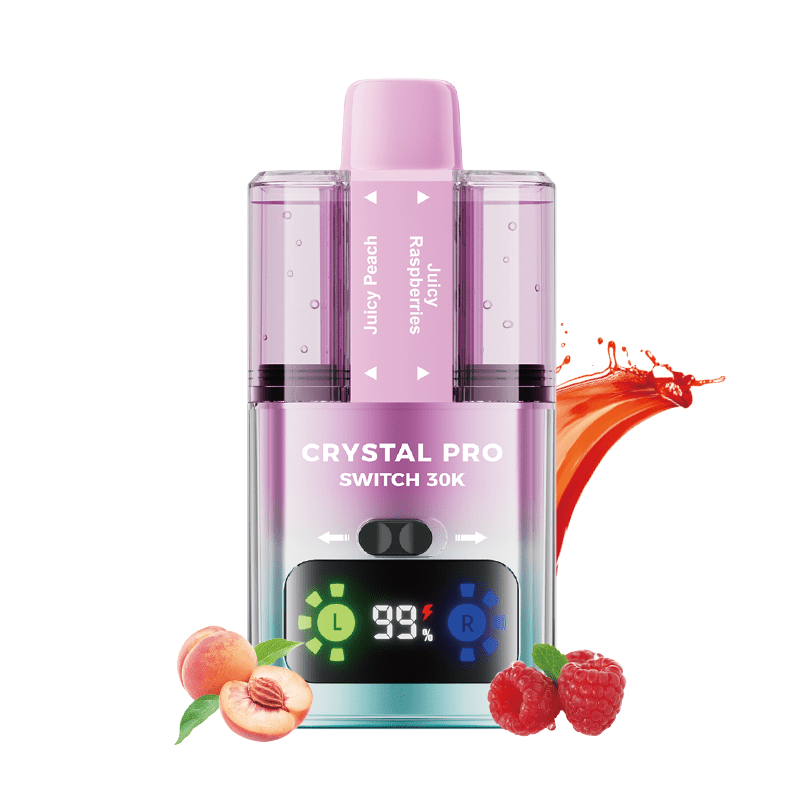 Crystal Pro Switch 30k Prefilled Pod Vape Kit Box of 5 Juicy Peach / Juicy Raspberries